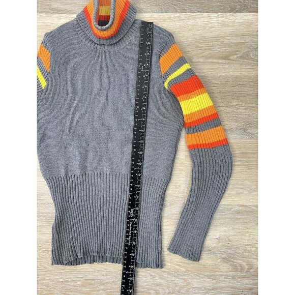 Vtg Fusalp France Knit Grey Sweater Winter Skiwear 70s Turtle Neck Small Ribbed - Picture 10 of 11